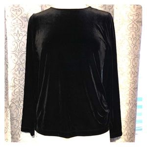 Black velvet long sleeve shirt